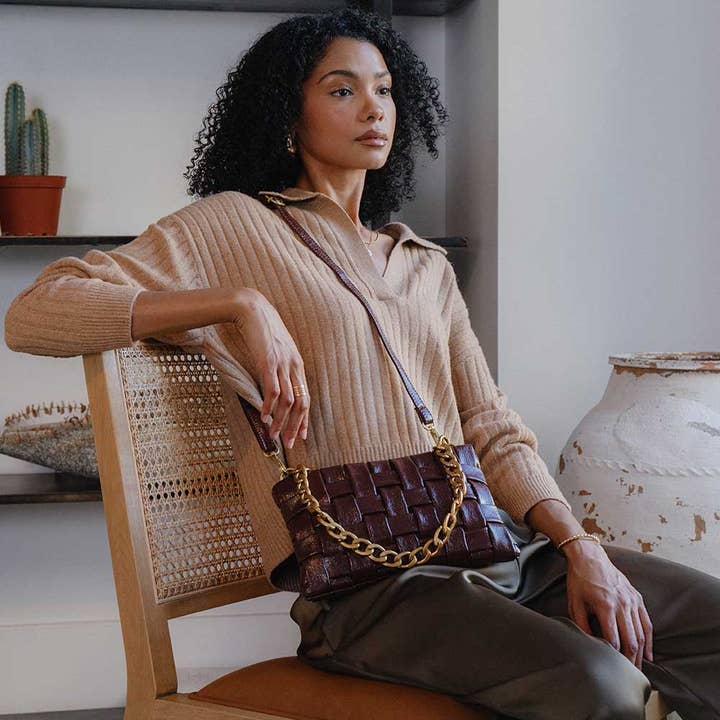 Melie Bianco - Wholesale Crossbody Bag - Women's - Mimie Black Recycled Vegan Crossbody Bag