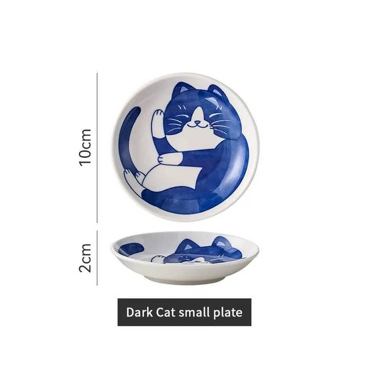Homerely (We Cover All Import Duties) - Wholesale Dinner Plate - Japanese Style Cat Pattern Ceramic Dish Plate