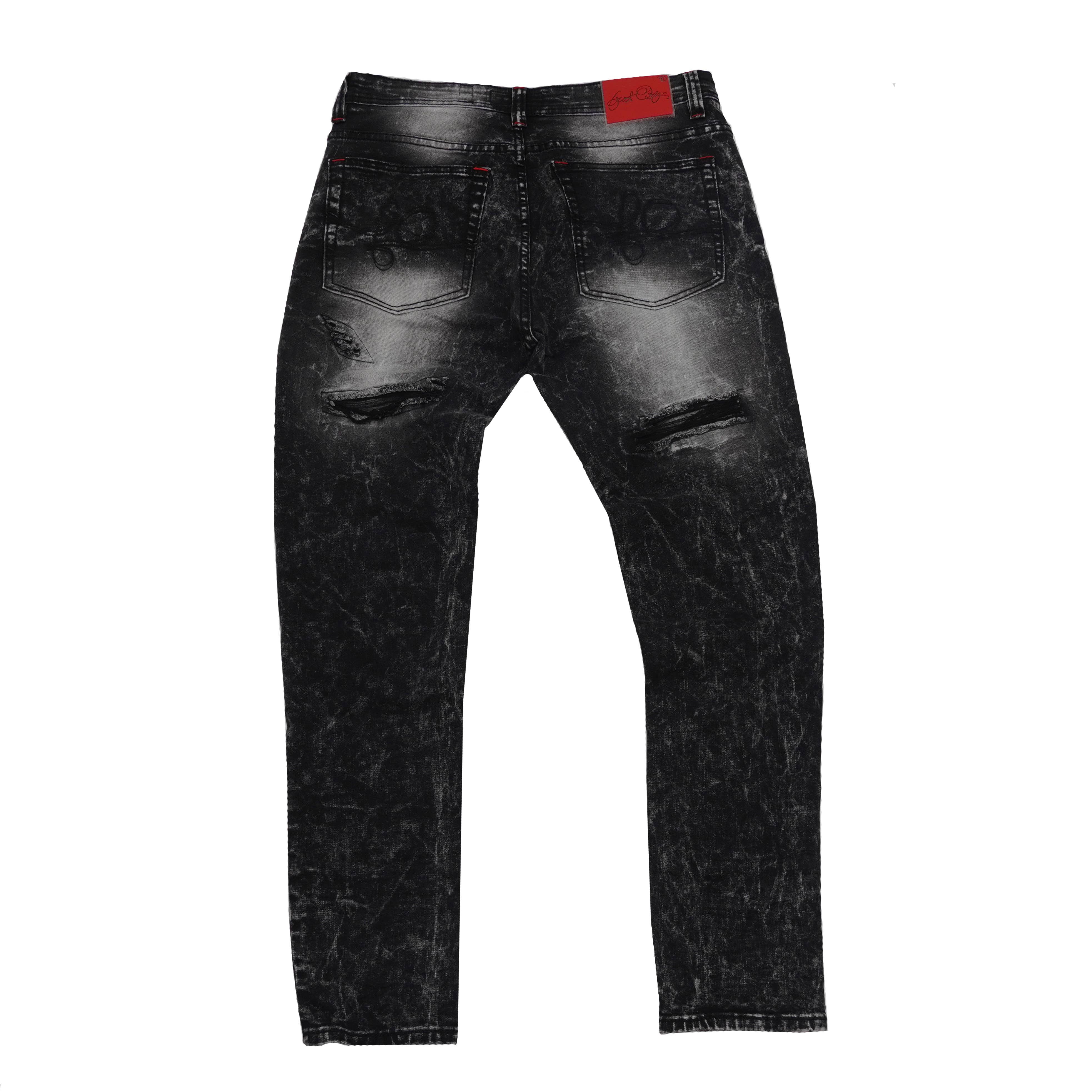 F1734 Frost All Over Shredded Jeans - Black for wholesale on Faire1