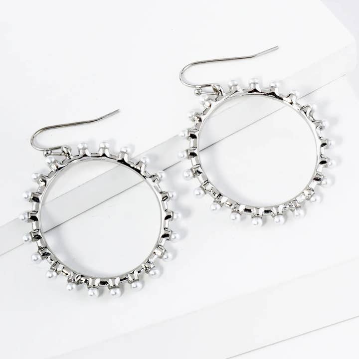 Wild Honey - Wholesale Dangle Earrings - Pearl Beaded Circle Dangle Drop Earrings2