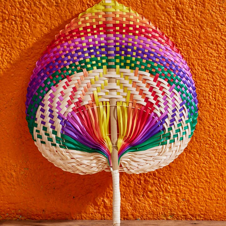 Namaste - Wholesale Wall Accent - Bamboo Fan Rainbow Stripe0