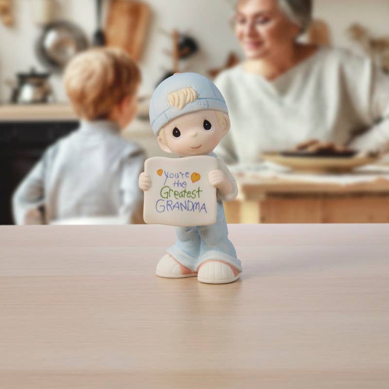 Precious Moments - Wholesale Decorative Figurine - Precious Moments Boy Holding Greatest Grandma Sign Figurine