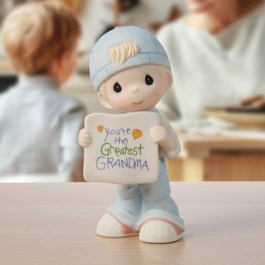 Precious Moments - Wholesale Decorative Figurine - Precious Moments Boy Holding Greatest Grandma Sign Figurine0