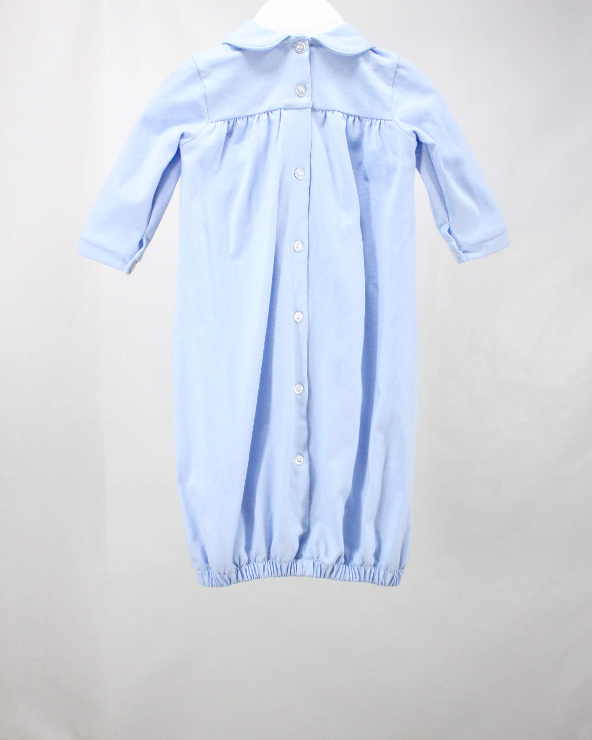 Baby Blessings Clothing - Vente Gigoteuse – bébé - Robe Levi géométrique bleue et blanche1