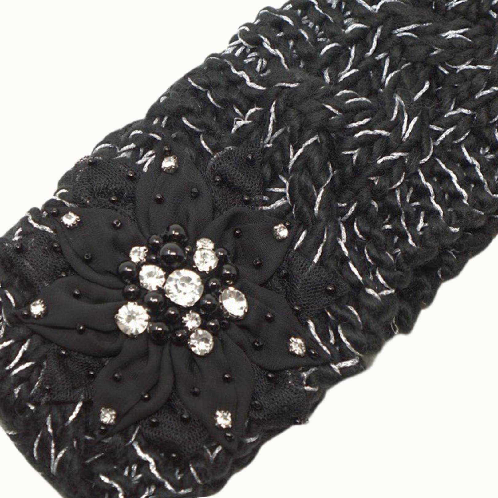 Olive & Pique – Engroshandel Pandebånd - Dame – Floral BejewelBling Glitz Knit Metallic-Lurex hovedindpakning0