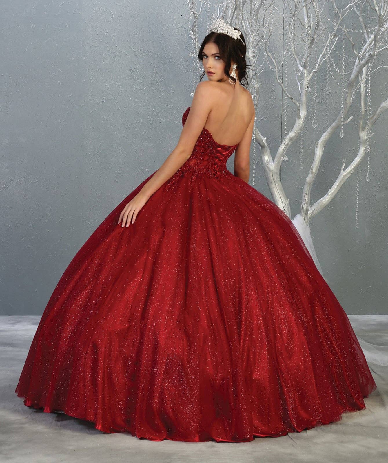 LA Merchandise – wholesale Gown – Women's – LA141 Strapless Lace Bodice Quinceanera Ball Gown3