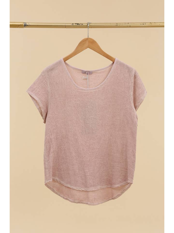 la maison des fibres naturelles - Wholesale T-shirt – women's - cotton-linen blend t-shirt, round neck 3389 10% linen 90% cotton3