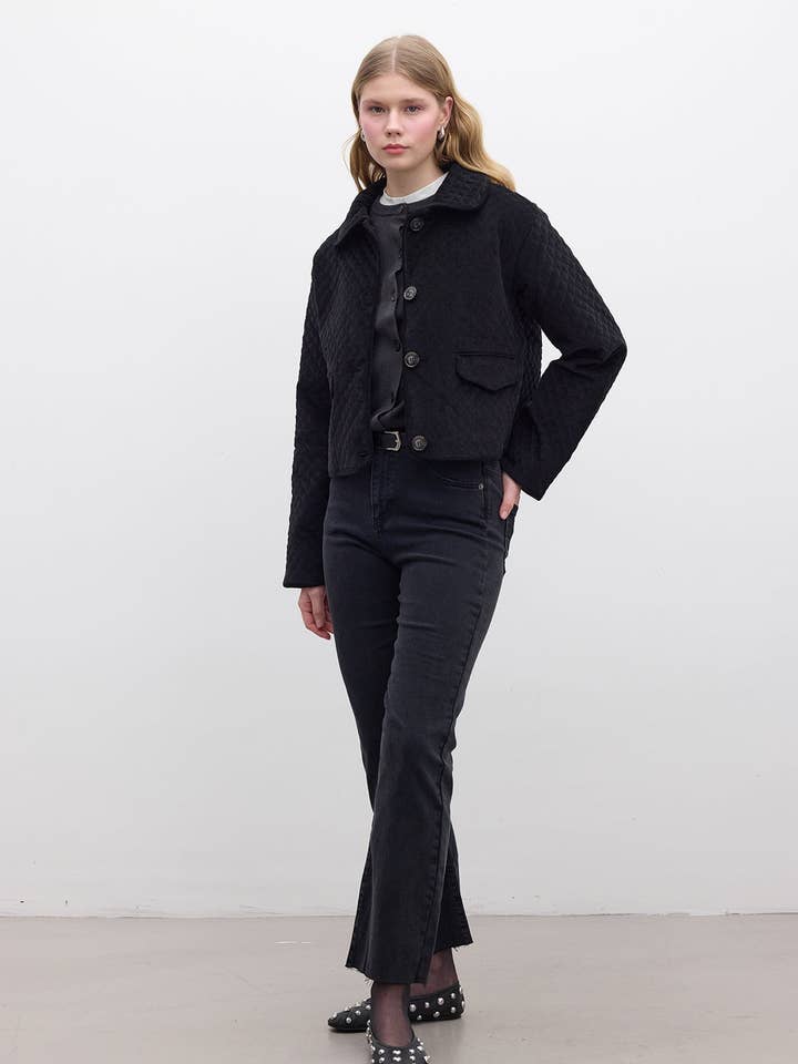 Quilted Velvet Jacket Black for wholesale by MANUKA