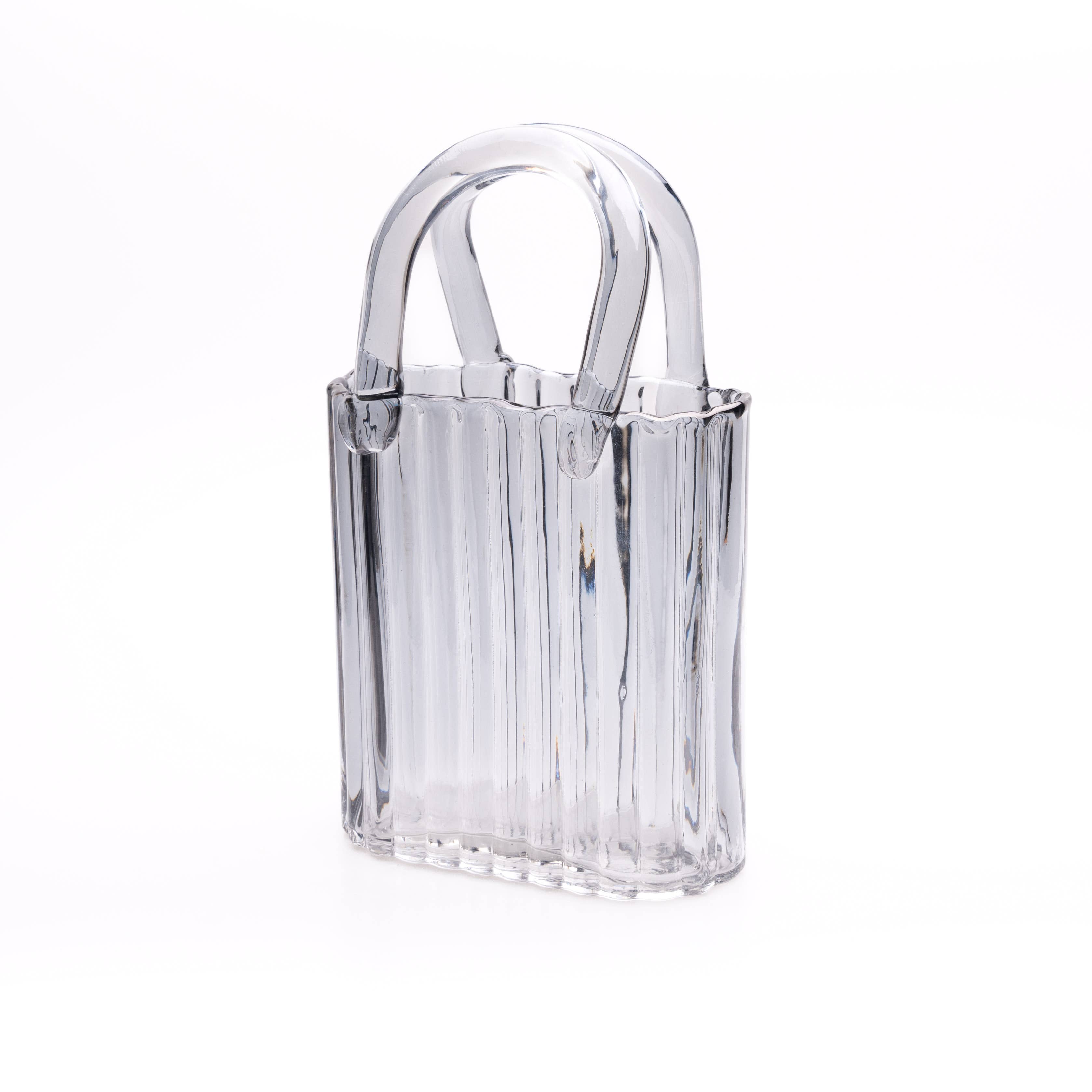 The Glass House Wholesale Interiors Ltd. – wholesale Vas – Handväska vas i glas, kolgrå6