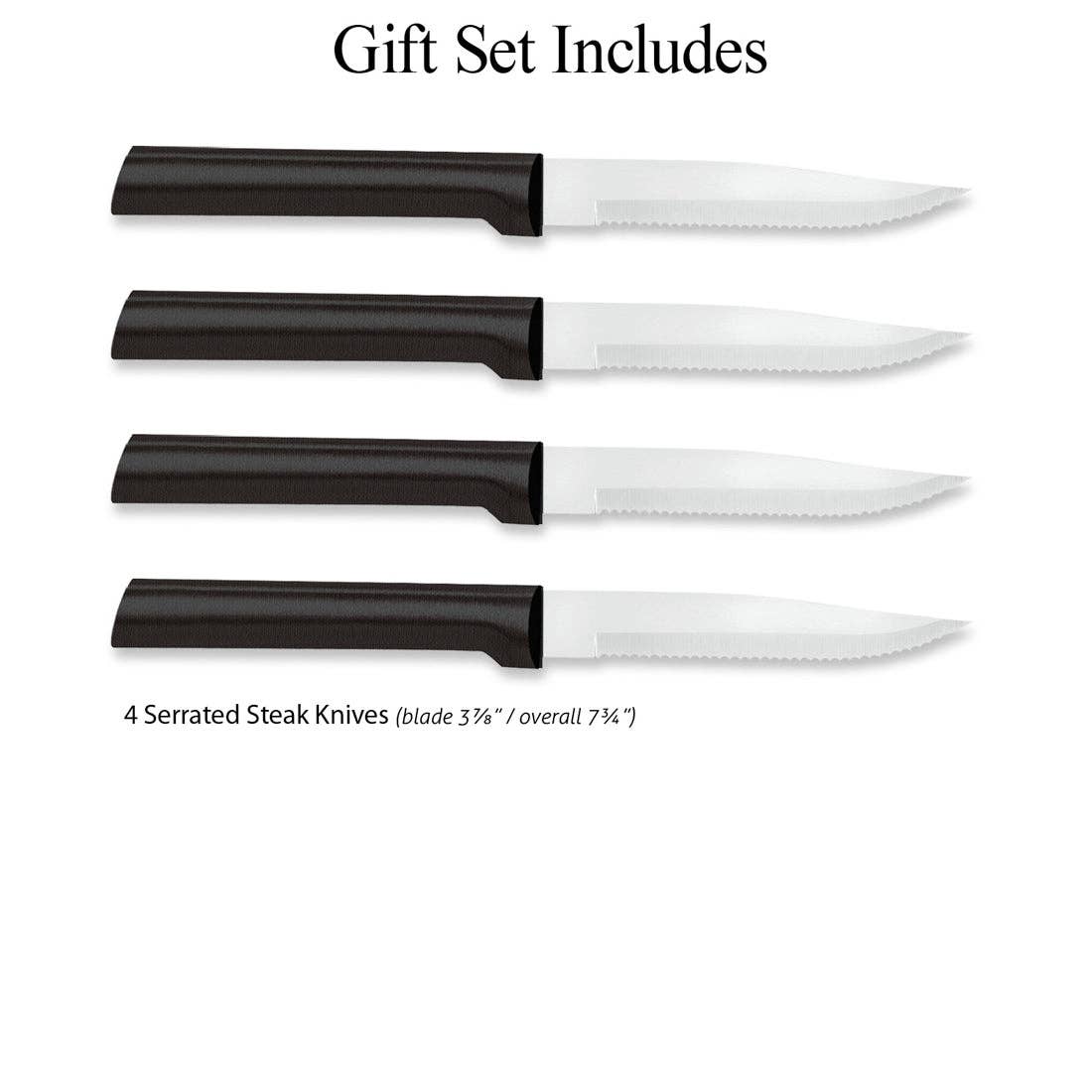 Rada Cutlery - Wholesale Knife Set - Black Four Serrated Steak Knives Gift Set1