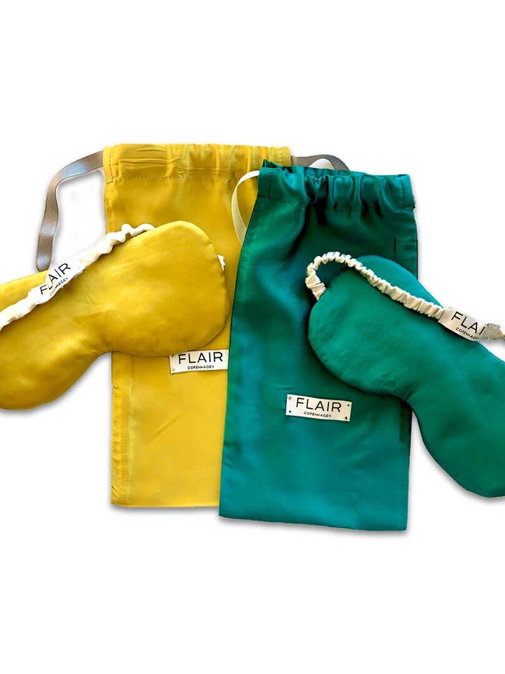 Set med sovmasker i siden | Skogsgrön och guldfärgad för wholesale av Flair Copenhagen