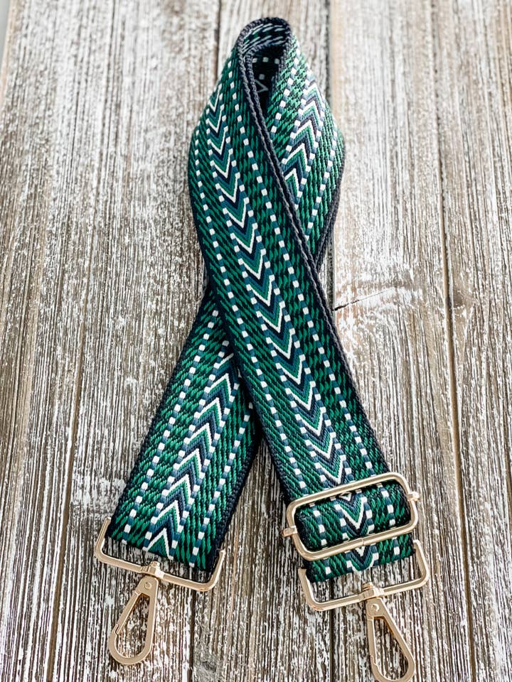 Crossbody Guitar Strap "VIV Green" for wholesale by Harris Girls & Co.