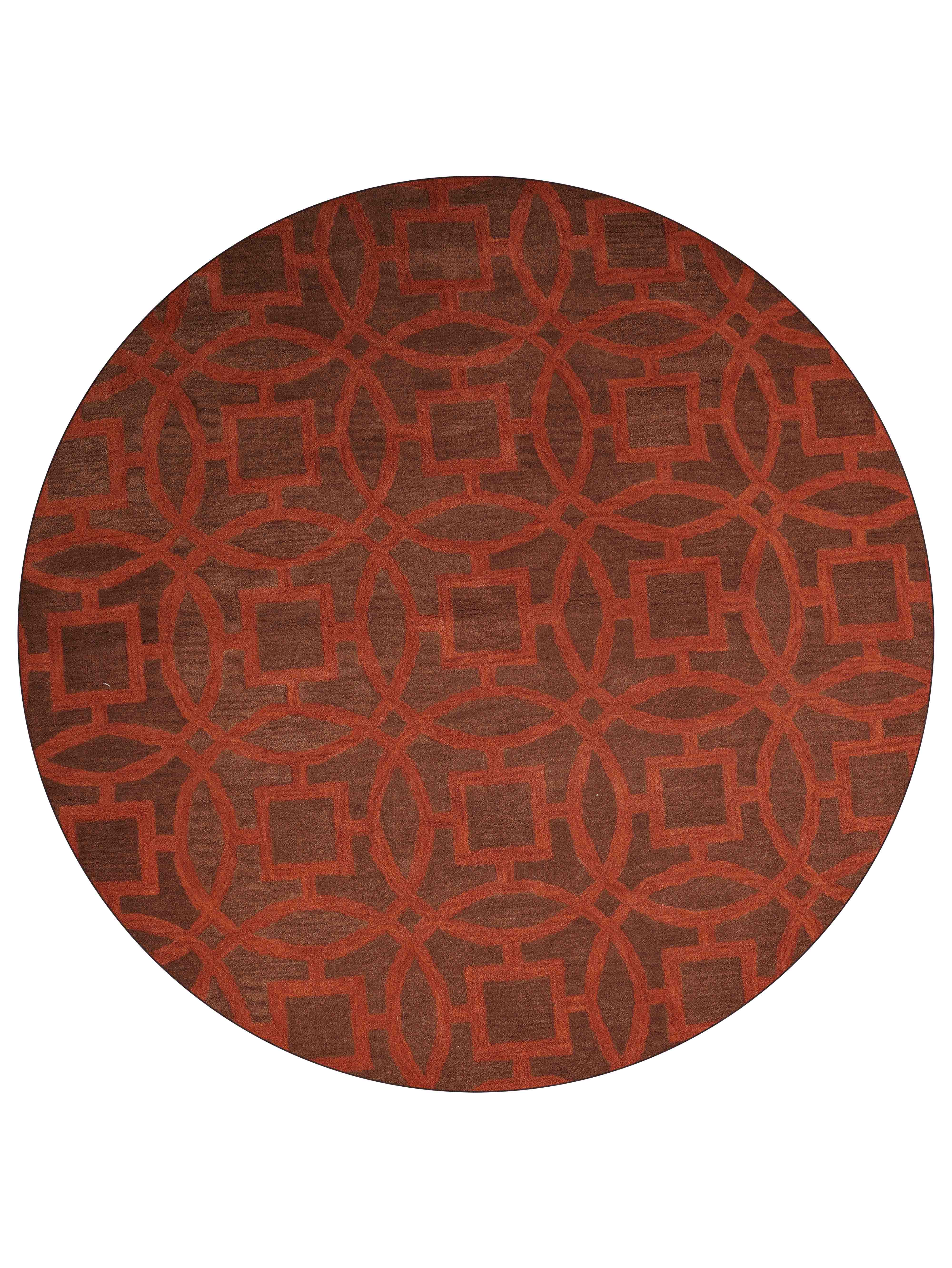 Hand Tufted Wool Round Area Rug Brown Orange K00239 for wholesale on Faire1