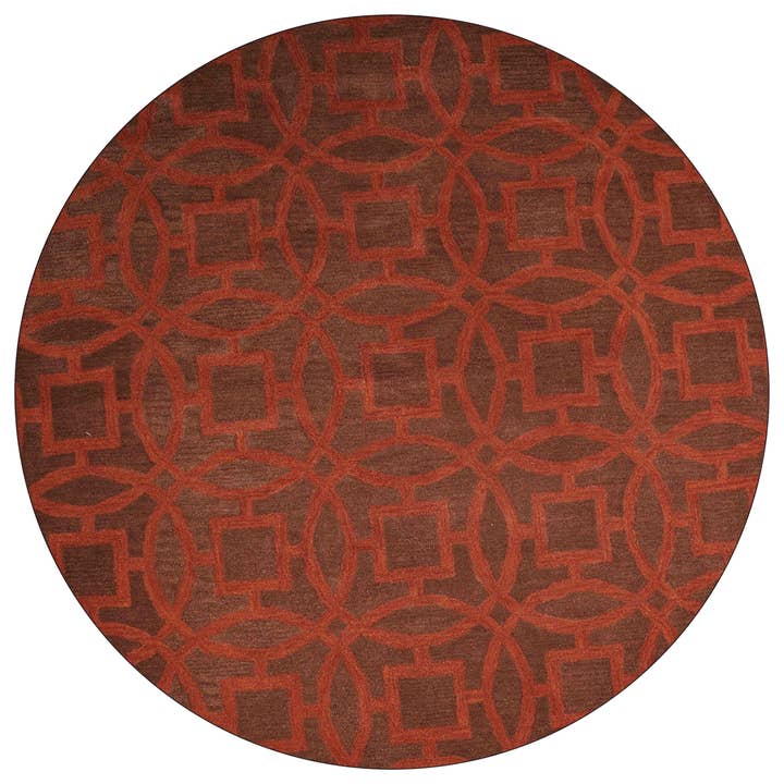 Hand Tufted Wool Round Area Rug Brown Orange K00239 for wholesale on Faire1