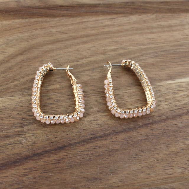 E24097 Glass Beads/Rhinestones Wrapped Hoop Earrings for wholesale by Pretty Persuasions