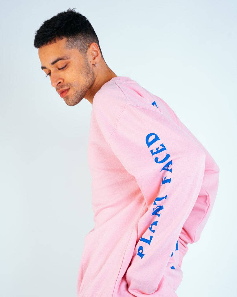 Plant Faced Clothing - Vendita all'ingrosso Felpa stampata - Unisex - Maglione No Beef - Rosa confetto x Blu elettrico13