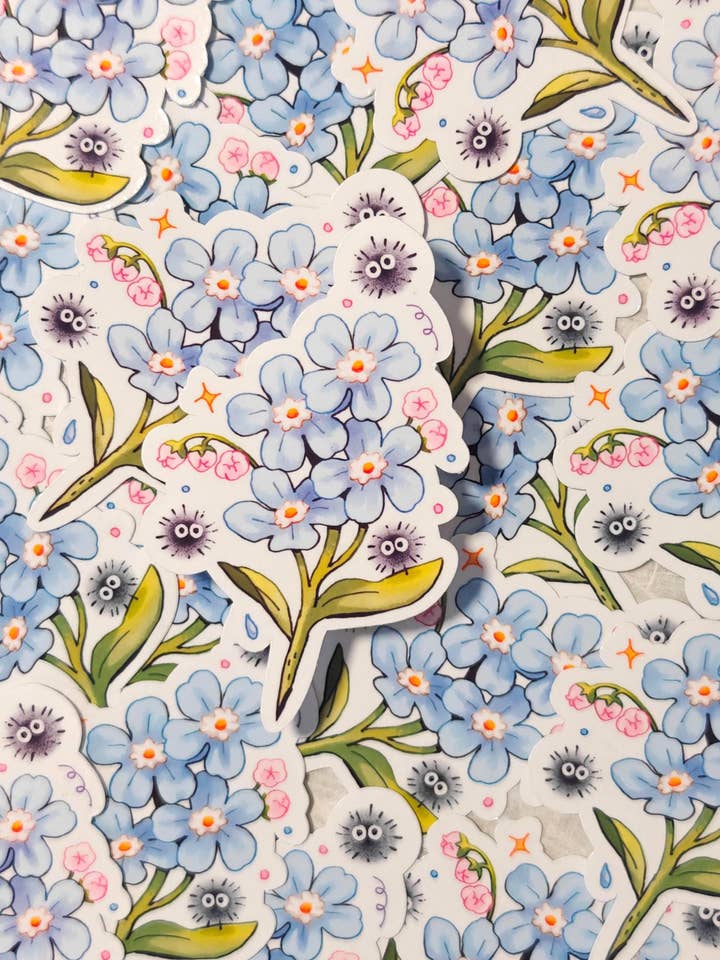 Soot Sprite Forget Me Not Sticker for wholesale by Hokeii Pokeii