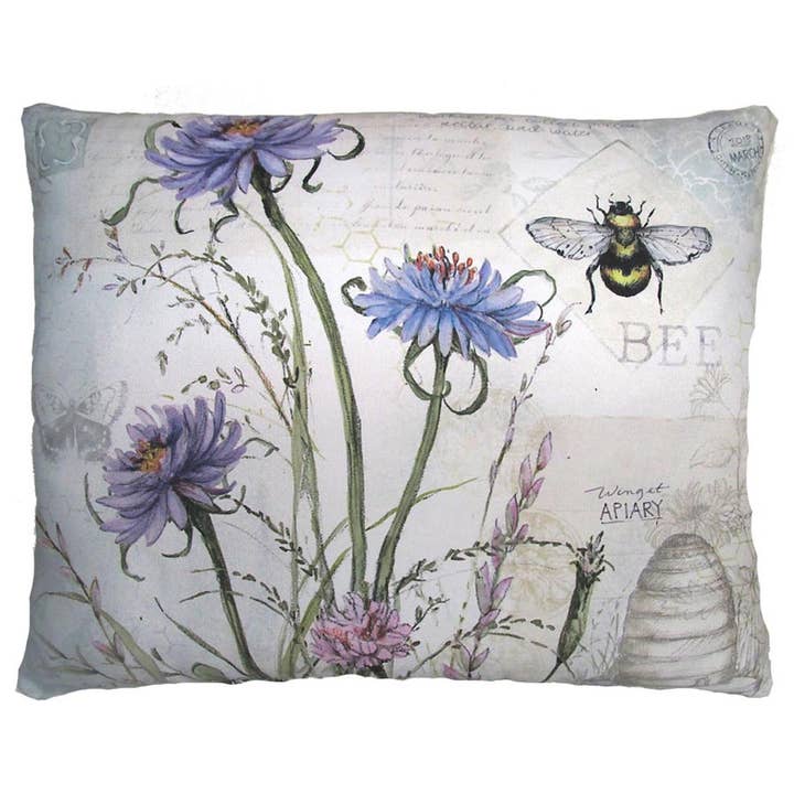 Pillow - Bees and Wildflowers - indoor / outdoor cushion for wholesale by Magnolia Casual