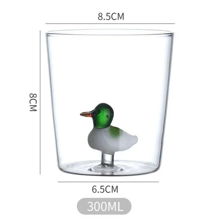 IVORE.GROUP – Großhandel Trinkglas/Tasse – Eingebauter 3D-Becher aus Borosilikatglas mit Tiermotiv (300 ml)