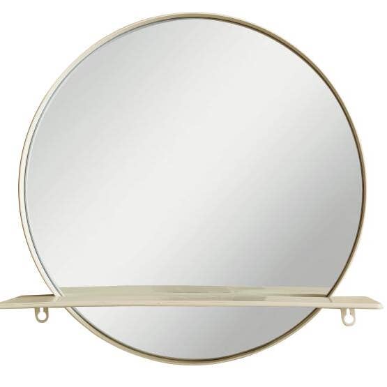 Housevitamin bv - Wholesale Wall Mirror - Mirror - Round - Metal - With Shelf - Sand- Ø40cm