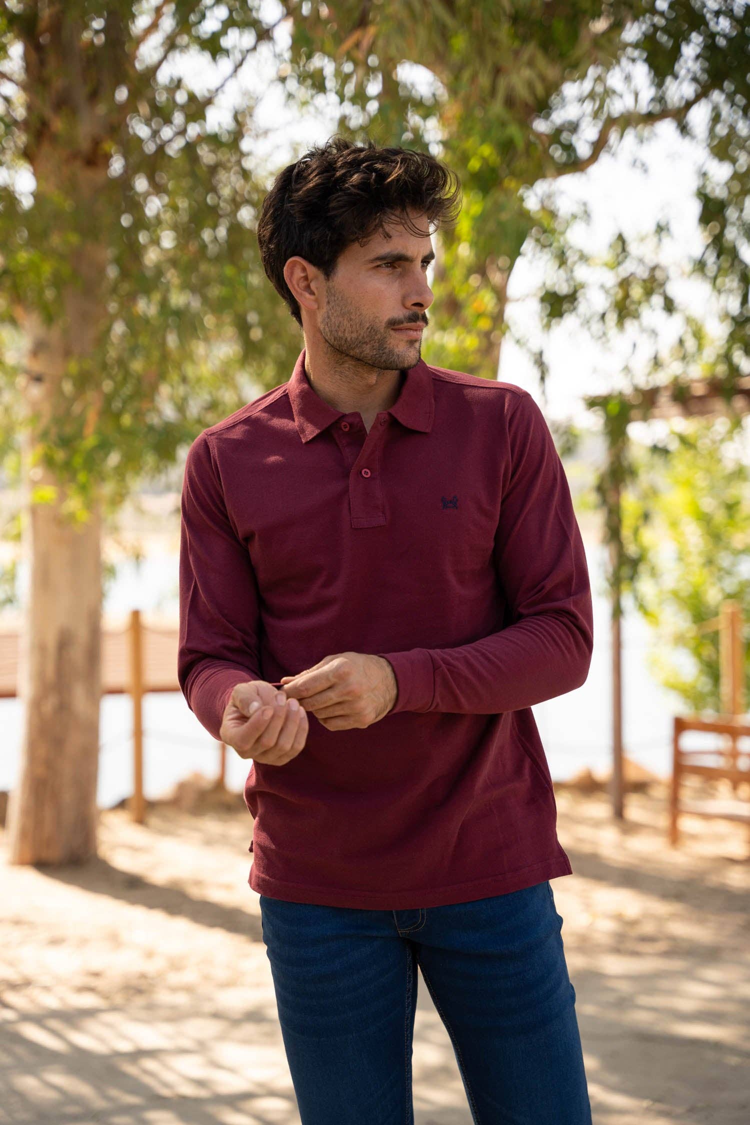 Custi Mikelo: Men's Clothing & Christmas Gifts - Wholesale Polo - Men's - Maroon Long Sleeve Polo2