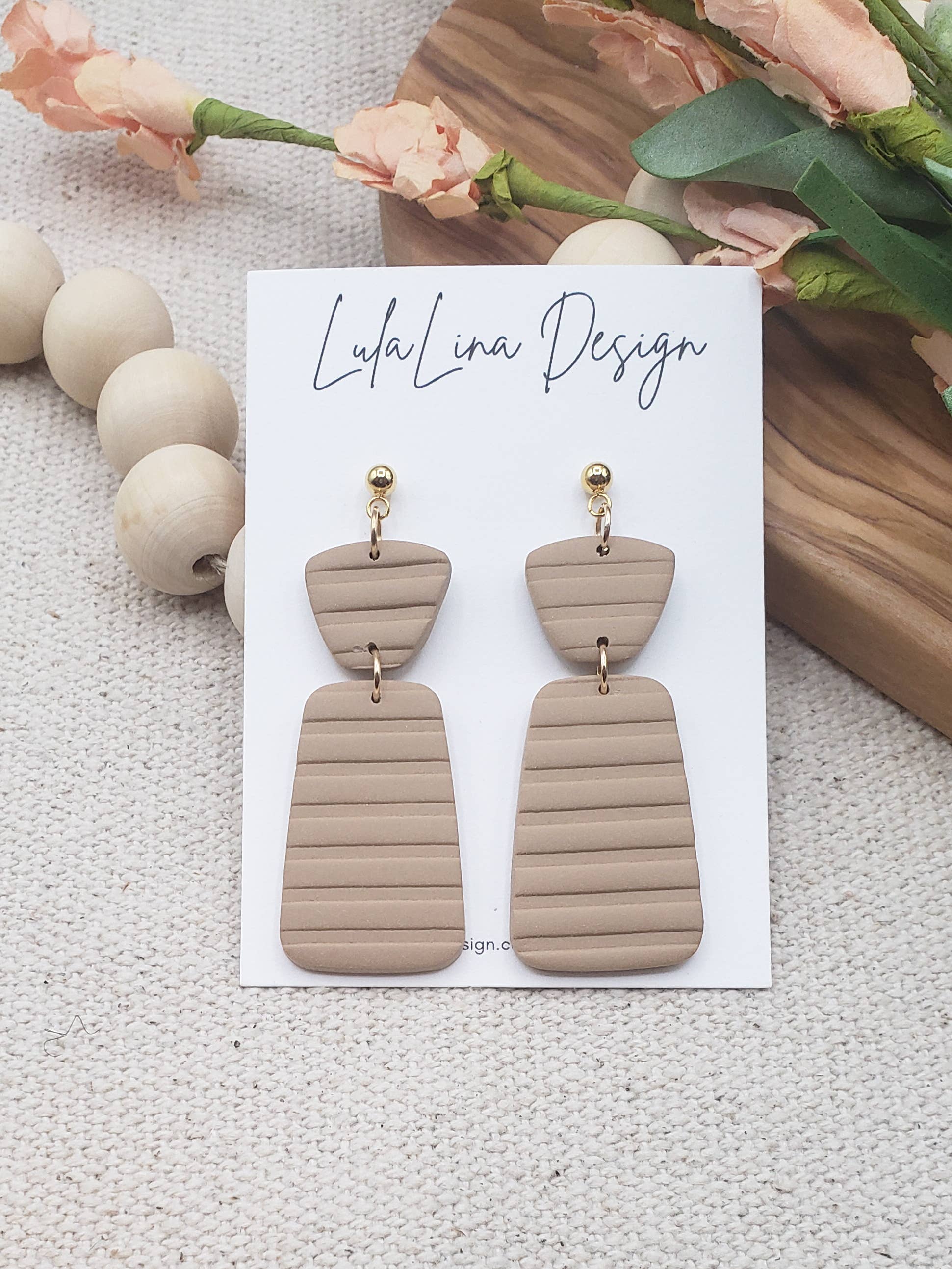 Neutrals: Speckled White Terracotta & Latte Textured half moon and archway statement earrings Black