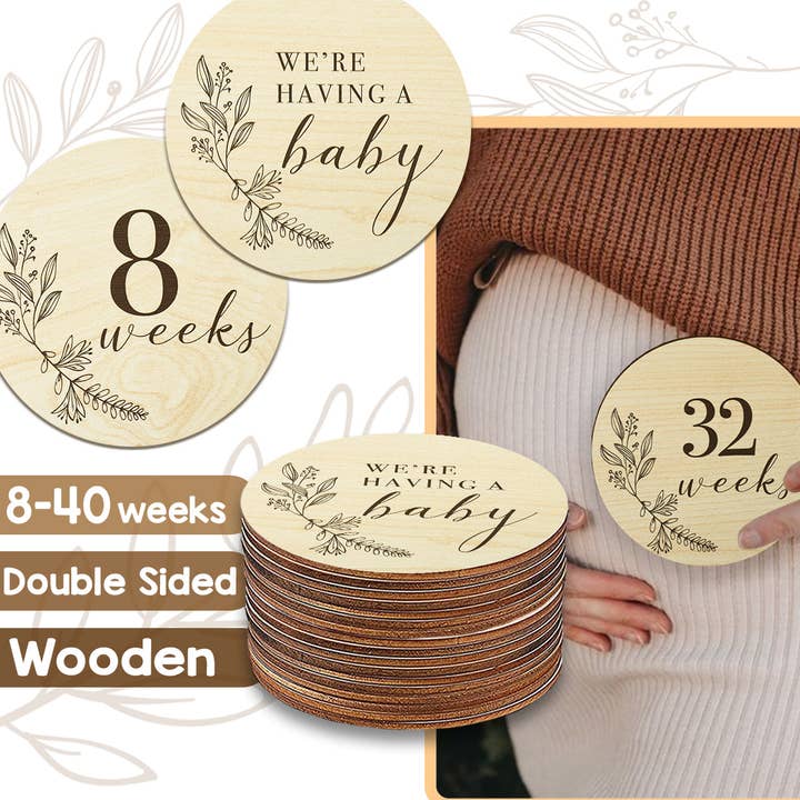 Wooden Pregnancy Announcement Discs for wholesale by EnjoyMyDesign