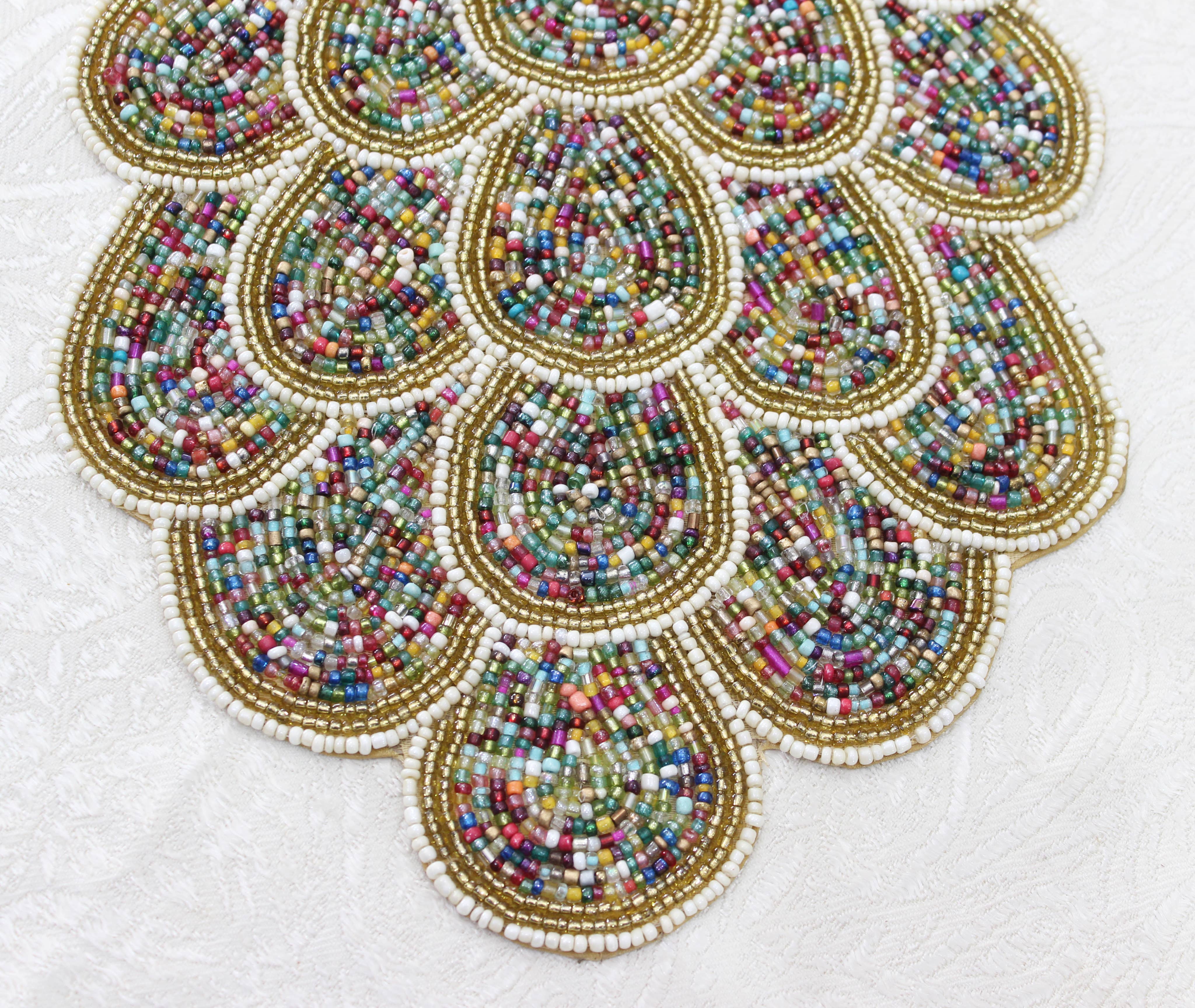 Rosenbelle London – wholesale Table runner – White & Gold Multicoloured Petals Handmade  Table Runner5