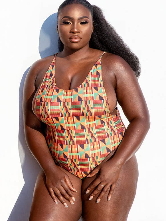 YAA - Costume intero - African Kente KUMASI PRINT per la vendita all'ingrosso da parte di Ashanti Swimwear