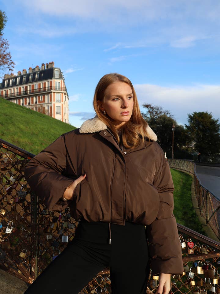 PUFFER JACKET WITH FAUX FUR COLLAR for wholesale by KZELL PARIS