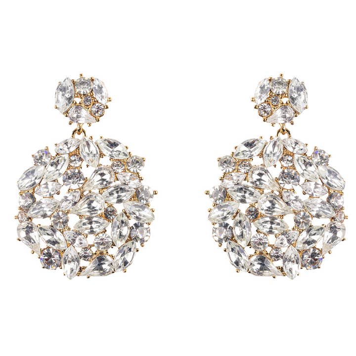 Rhinestone Cluster Pierced Earrings for wholesale by Kenneth Jay Lane