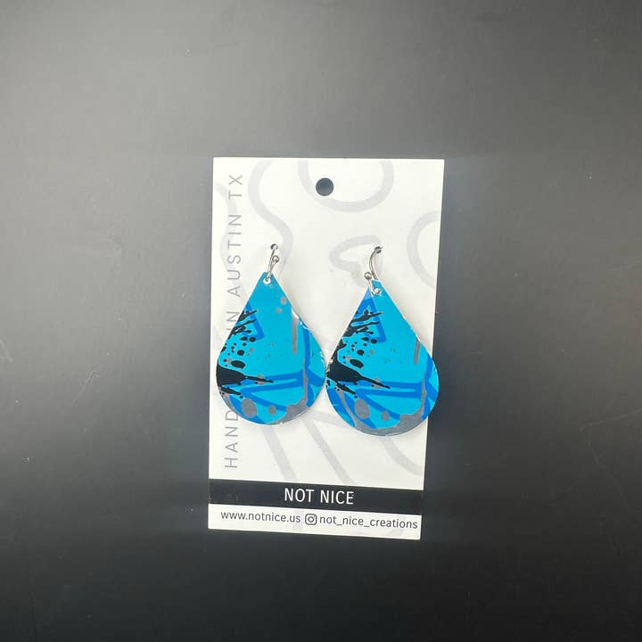 Not Nice - Wholesale Dangle Earrings - Blue Graffiti upcycled earrings2