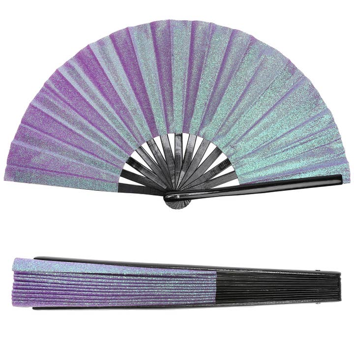 SP Sophia Collection - Wholesale Handheld Folding Fan - Glittered Nylon Fabric Folding Hand Fan2