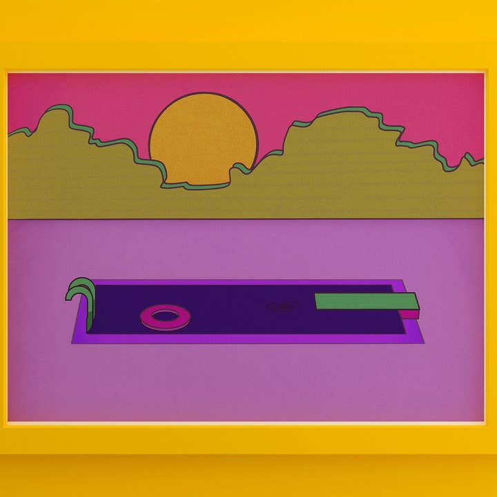 Surreal Swimming Pool Art Print: Retro Pop Art (10x8") for wholesale by Jenna Smith