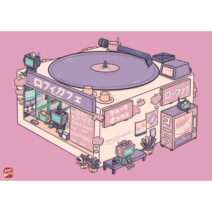 Cartolina Lofi Cafe per la vendita all'ingrosso da parte di sushiboiiiyy