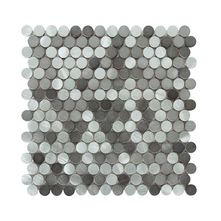 Twilight 0.8" Aluminum Penny Round Mosaic Wall Tile - Non Patterned - 10 Square Feet Per Carton for wholesale by WS Tiles