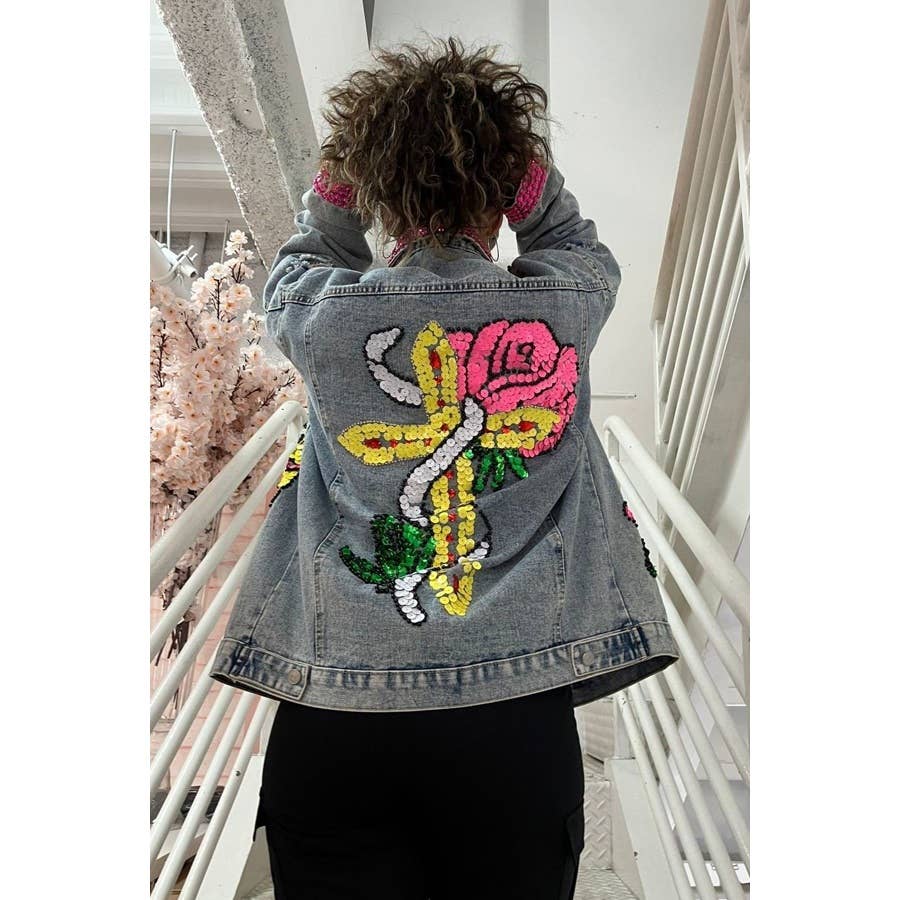 DENIM Veste en jean ornée de pierres et de paillettes en vente sur Faire2