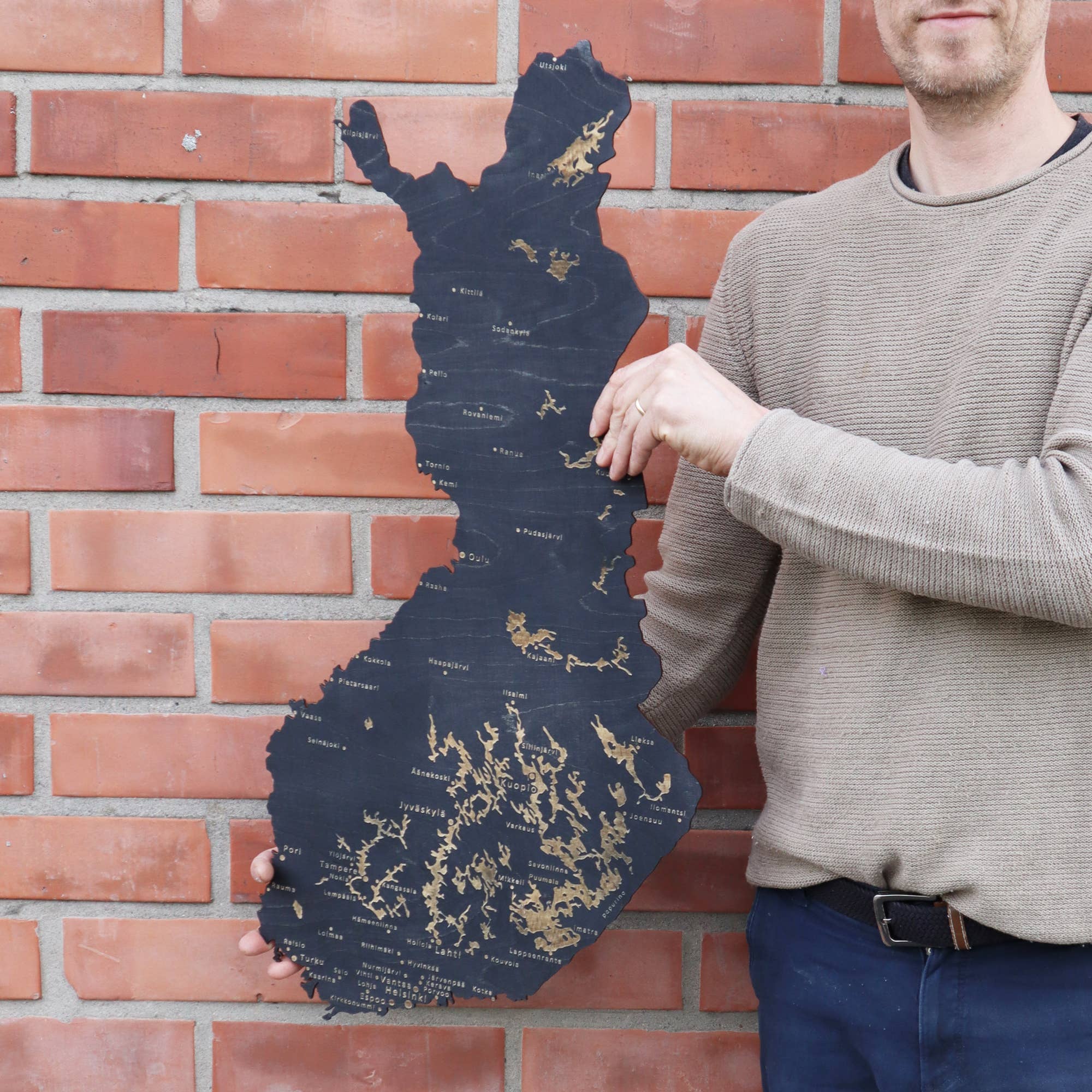 Papurino - Wholesale Map - Wooden Map of Finland with cities4