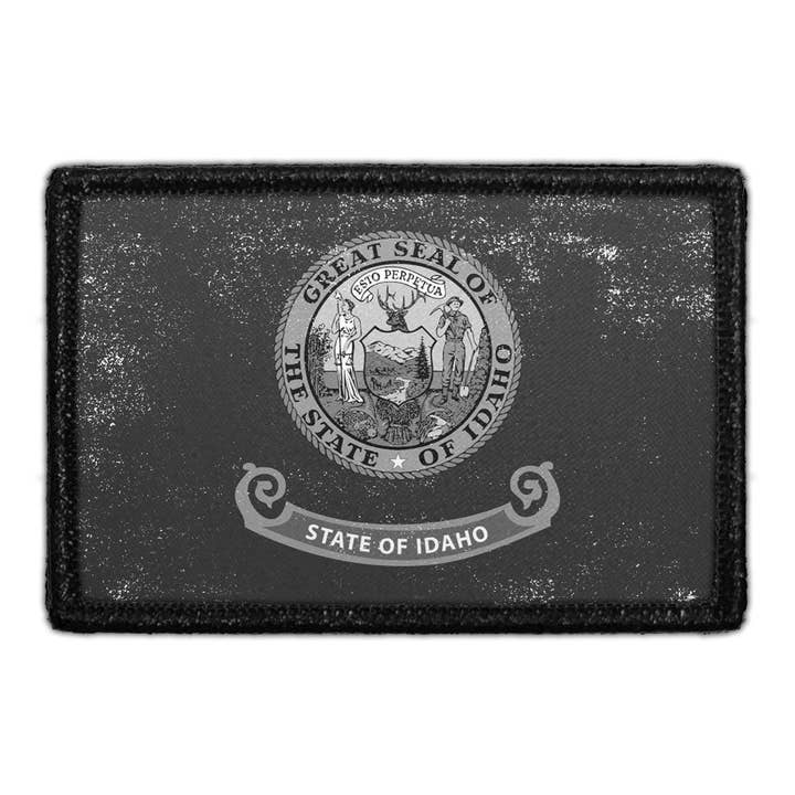 Bandiera dello Stato dell'Idaho - Bianco e Nero - Invecchiata - Patch Rimovibile per la vendita all'ingrosso da parte di Pull Patch