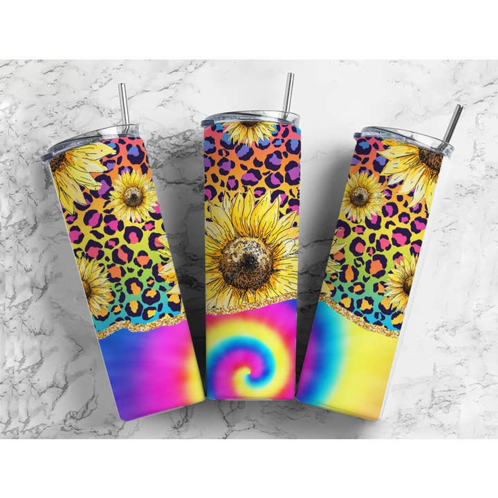 Sunflower Rainbow Tumbler for wholesale by Charm Boutique & Designs