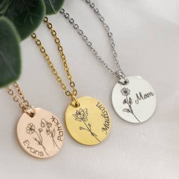Wholesale Personalized Birth Month Flower Necklace, Mother Day