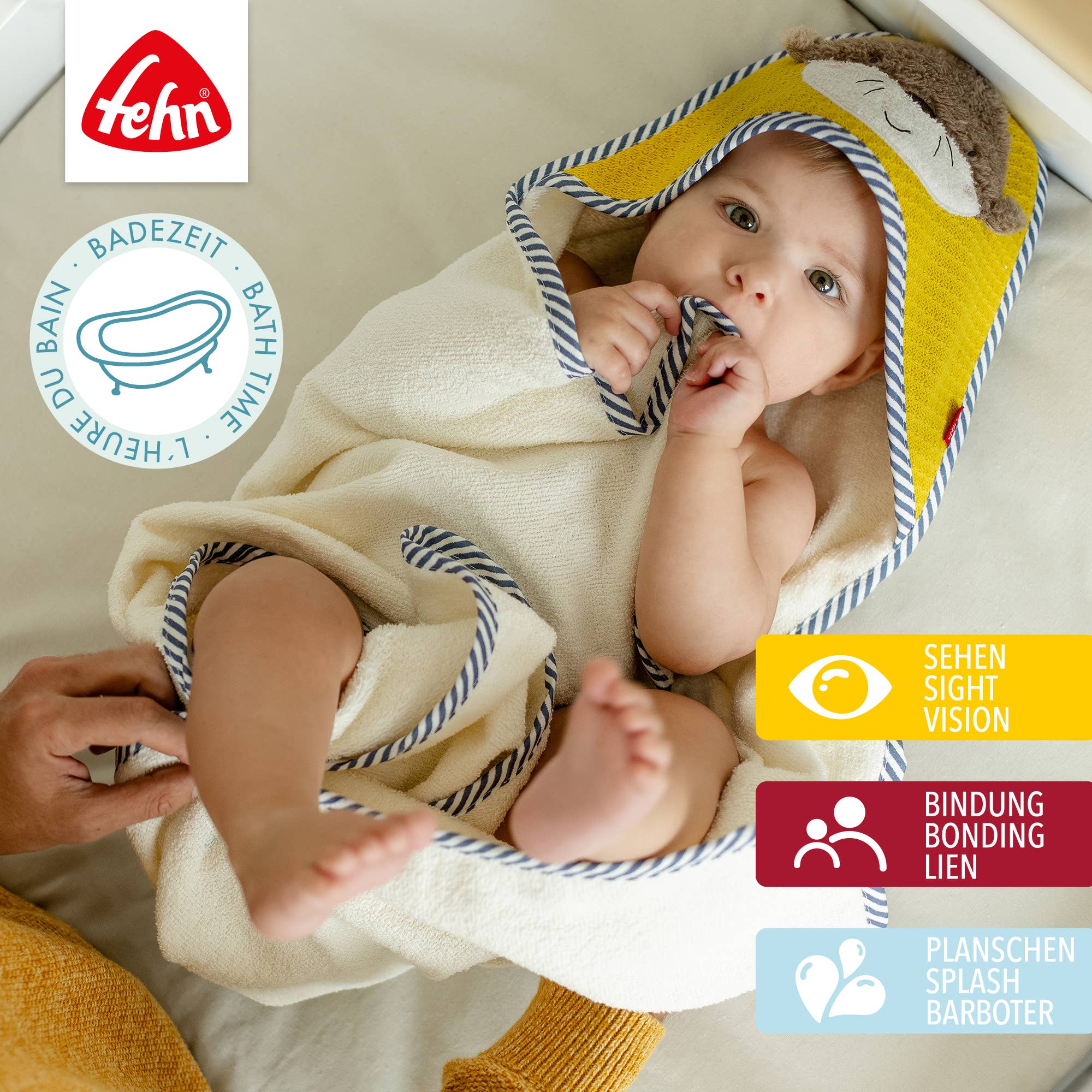 Fehn – Toalha com capuz - Crianças e bebés por atacado – Toalha de banho com capuz de lontra – poncho absorvente de algodão felpudo1