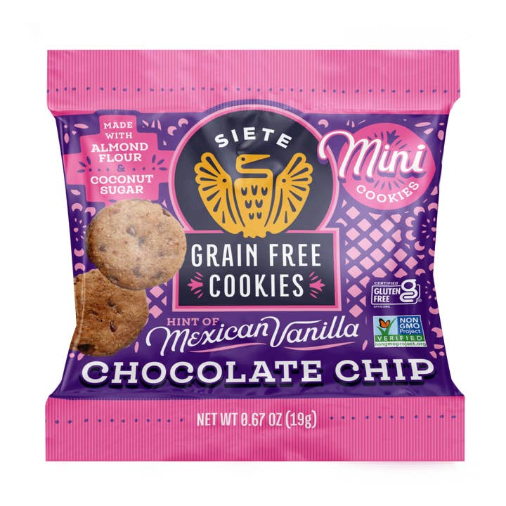 Mini Mexican Chocolate Chip Cookies 0.67oz - 120 bags for wholesale by Siete Foods
