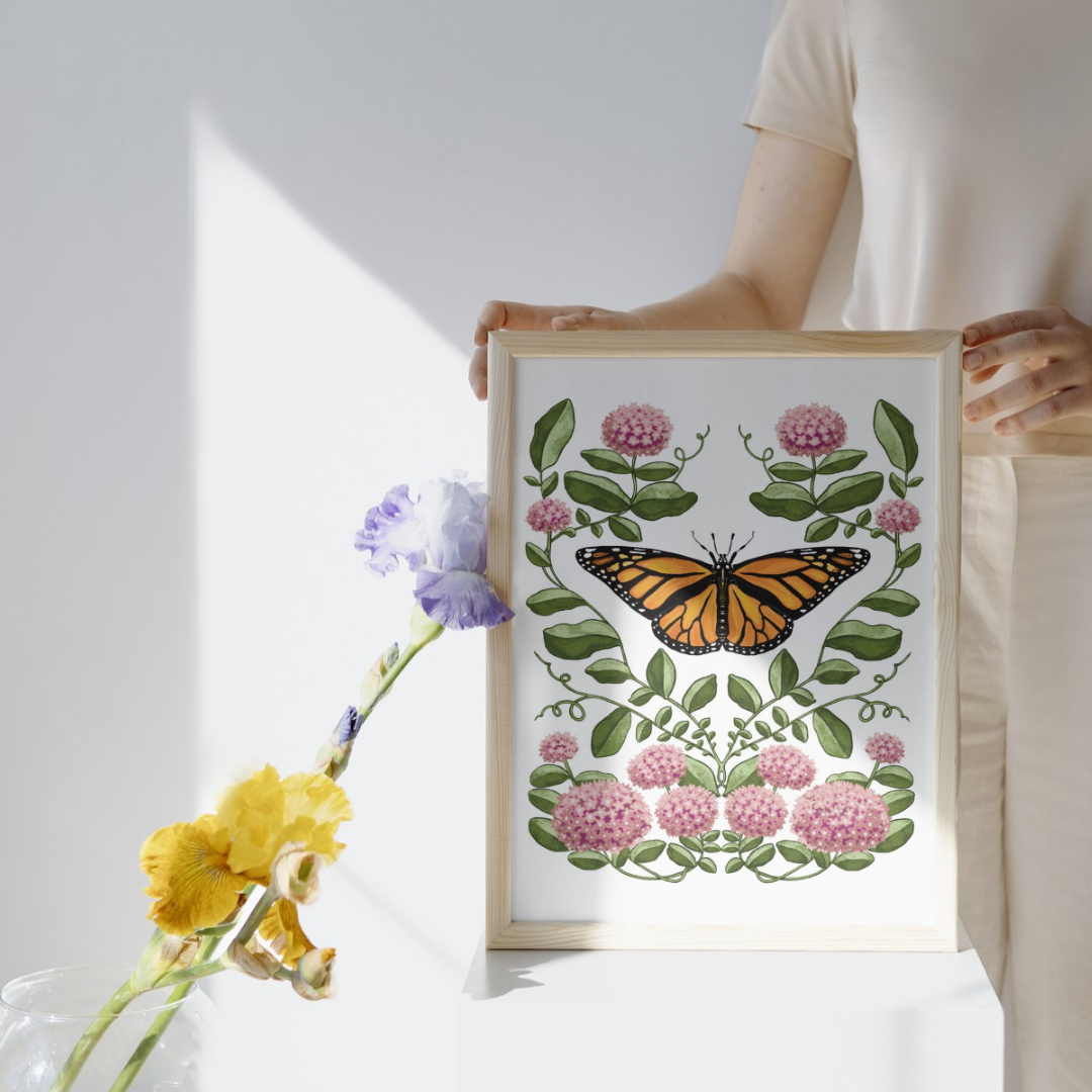 Folk Meadow - Wholesale Art Print - Meadow Monarch Butterfly Print - 8x101