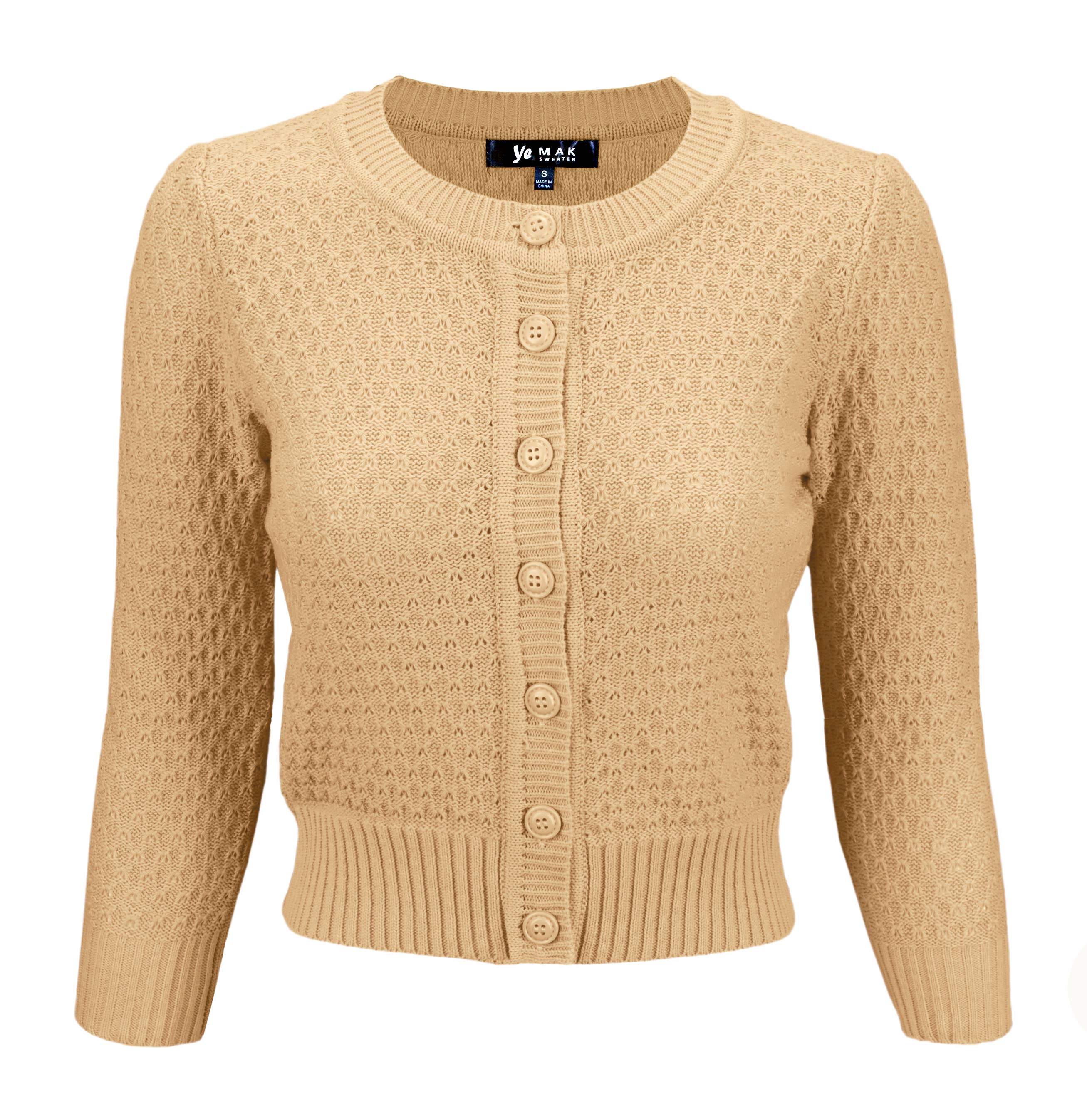 Mak - Vendita all'ingrosso Cardigan - Donna - Maglione cardigan plus size lavorato a maglia girocollo con maniche a 3/4 MK3514PL72