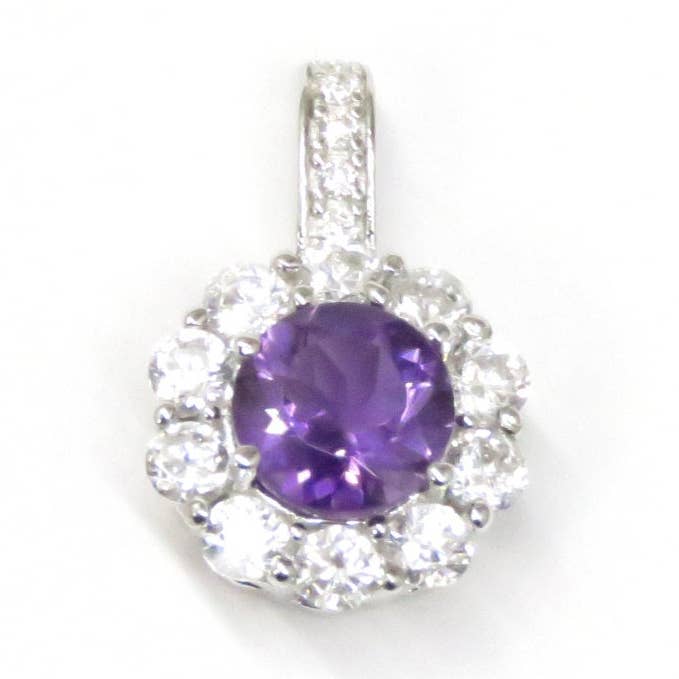 Zilveren hanger met amethist, februari, geboortesteen voor wholesale door Twan Kee Jewelry