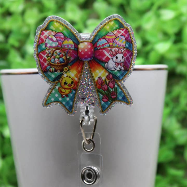 Easter Bow Badge/ID Holder Reel for wholesale by Hylidae Boutique