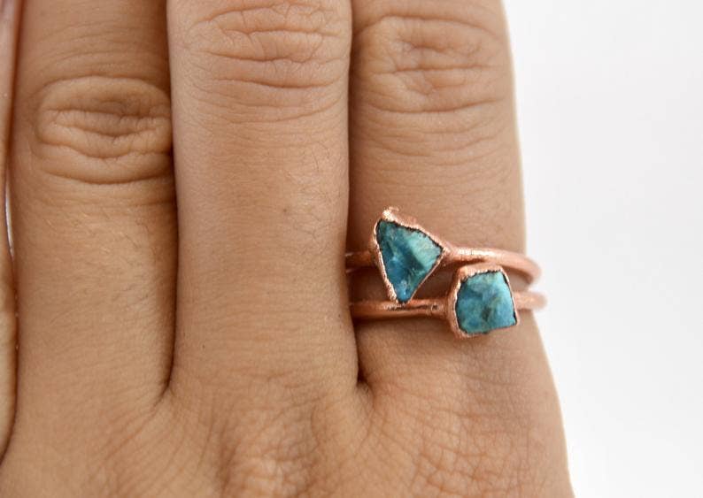 Daddy Daughter Jewelry – Großhandel Cocktail-/Statement-Ring – Roher Türkis-Kupfer-Ring | Türkis-Ring | Dez7