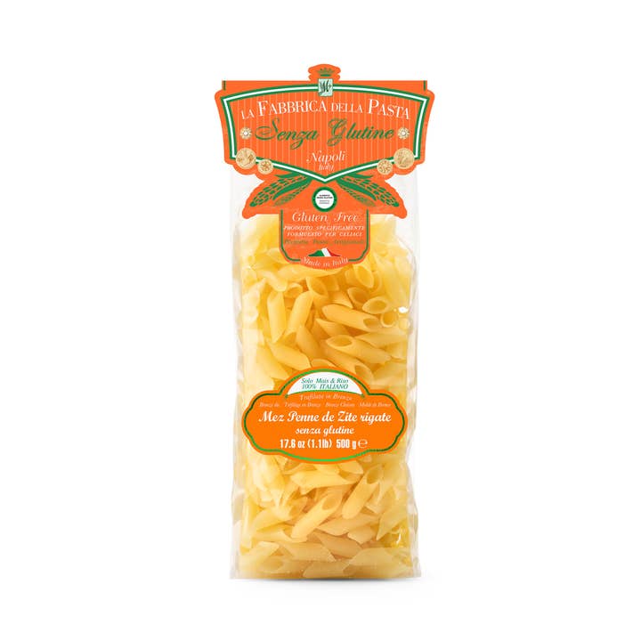 Gluten Free Mez Penne de zite Rigate for wholesale by Zia Pia