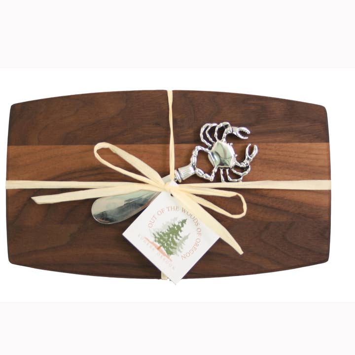 Walnut Pate Board with Crab Spreader for wholesale by Out of the Woods of Oregon